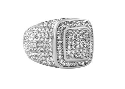 Micro Pave Iced Out Square Ring